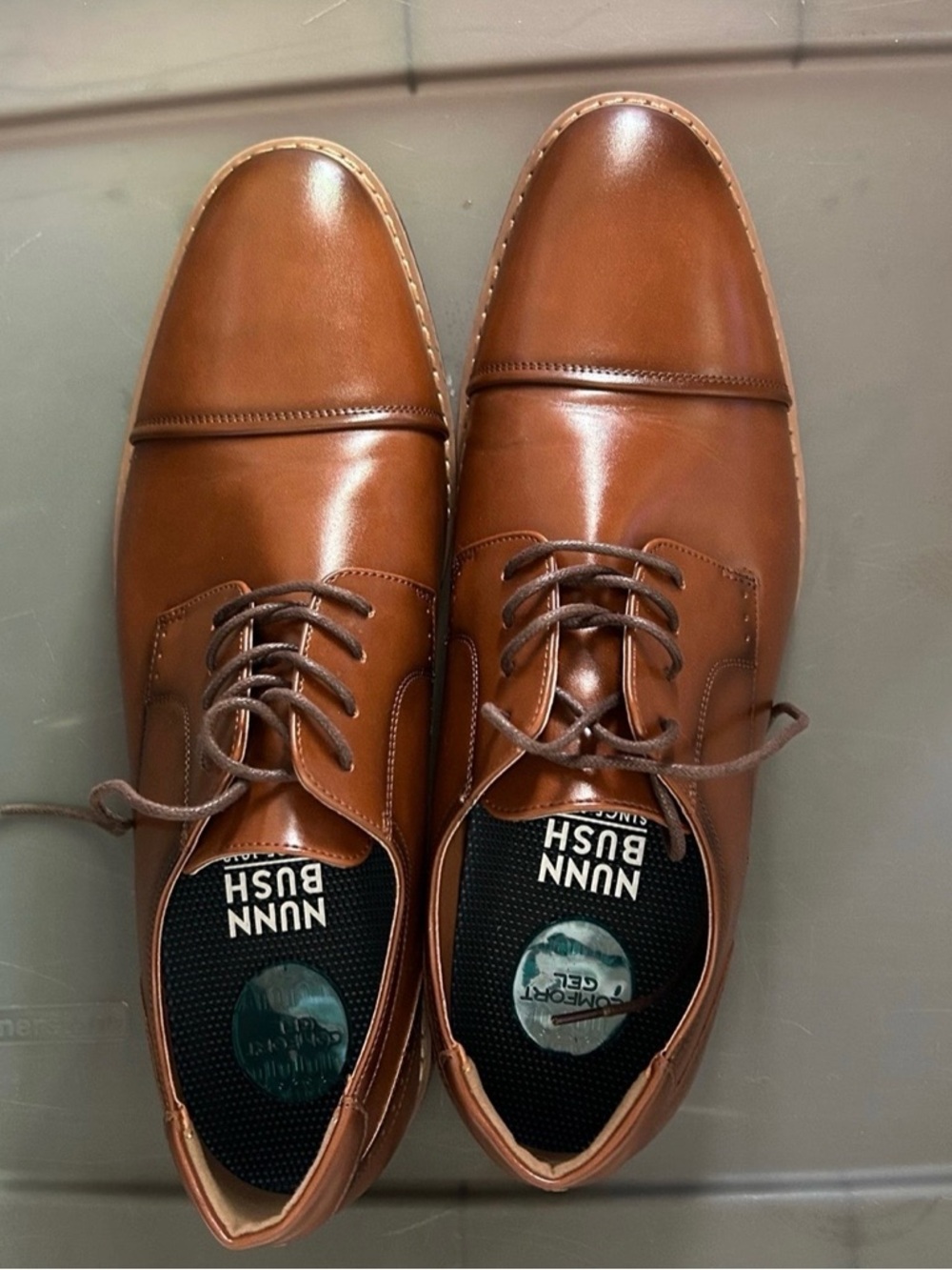 Nunn Bush Cognac Leather Cap-Toe Derby Shoes